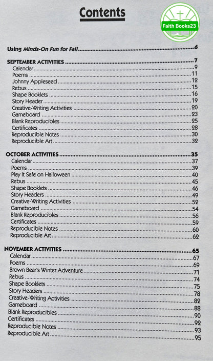 Minds-On Fun for Fall von Judy Beach; Kathleen Spencer (Sehr gut, 1992, Taschenbuch, 96 Seiten, Fearon Teacher Aids)