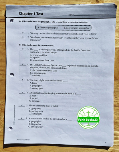 Heritage Studies 5 Test Answer Key Third Edition von BJU Press (Sehr gut, 2010, Tb, Tests 1-12)