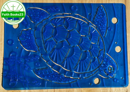 Melissa & Doug SET 4 Meerestiere Textur-Schablonen/Durchreibplatten: Seepferdchen, Schlammkrabbe, Meeresschildkröte, Falterfisch