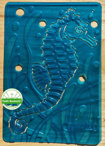 Melissa & Doug SET 4 Meerestiere Textur-Schablonen/Durchreibplatten: Seepferdchen, Schlammkrabbe, Meeresschildkröte, Falterfisch