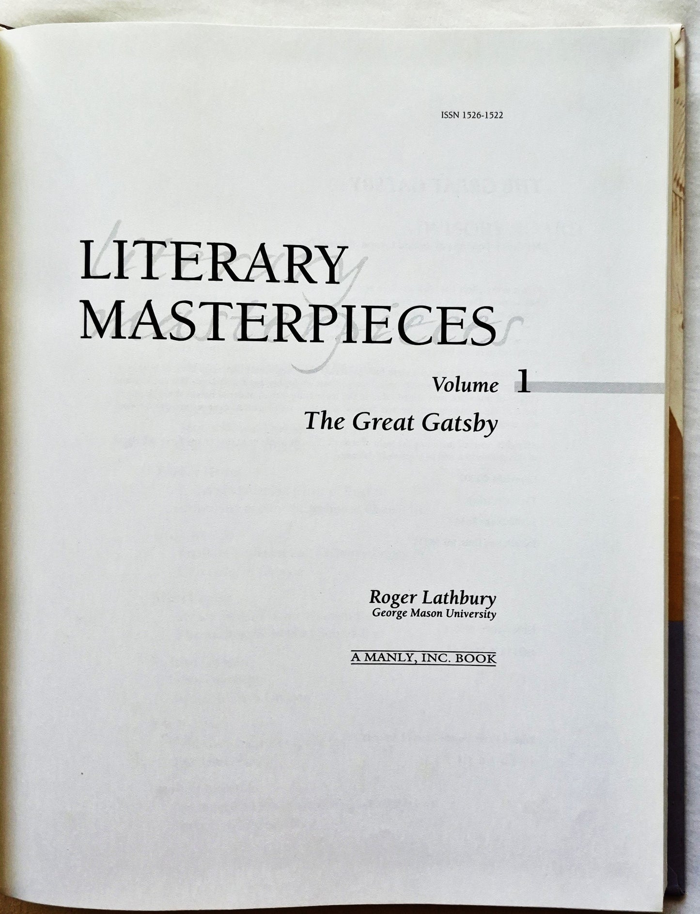 Literarische Meisterwerke Bd. 1: Der große Gatsby von Roger Lathbury (Sehr gut, 2000, HC, 204 S., The Gale Group)