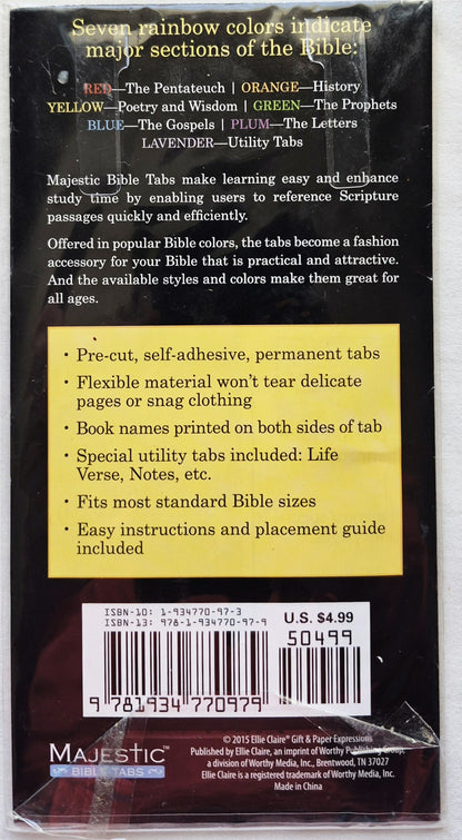 Majestic Bible Tabs mit Regenbogen-Folienkante (Neu, 2015, Ellie Clair Gift & Paper Expressions)