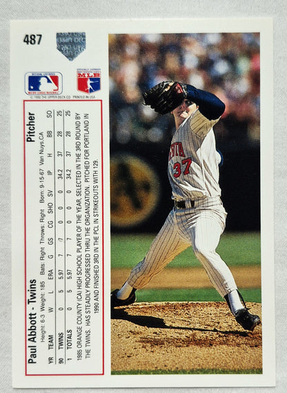 1991 Upper Deck #487 Paul Abbott Minnesota Twins Baseballkarte (Sehr gut)