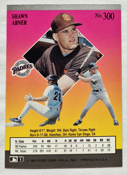 1991 Fleer Ultra #300 Shawn Abner San Diego Padres Baseball Card (Very good)
