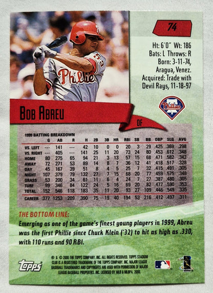 2000 Stadium Club Bob Abreu Philadelphia Phillies #74 Baseballkarte TOPPS