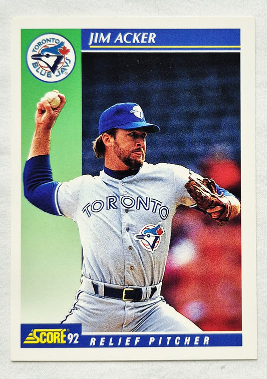 1992 Score  #63 Jim Acker Toronto Blue Jays Baseball Card (Very good)