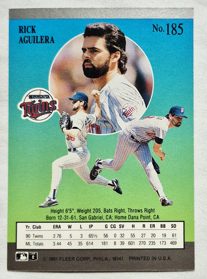 1991 Fleer Ultra Rick Aguilera Minnesota Twins Pitcher #185 Baseballkarte (Sehr gut)