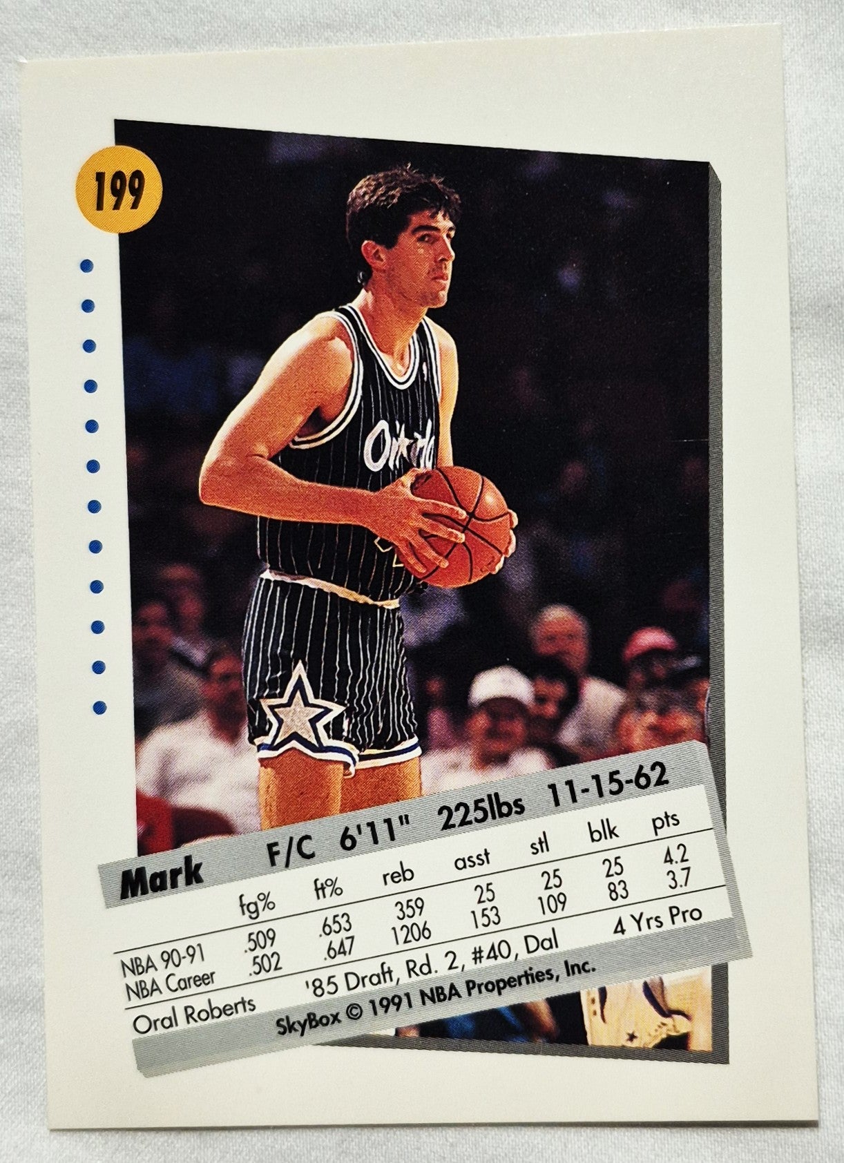 1991-92 Skybox Mark Acres Orlando Magic #199 Basketballkarte (Sehr gut)