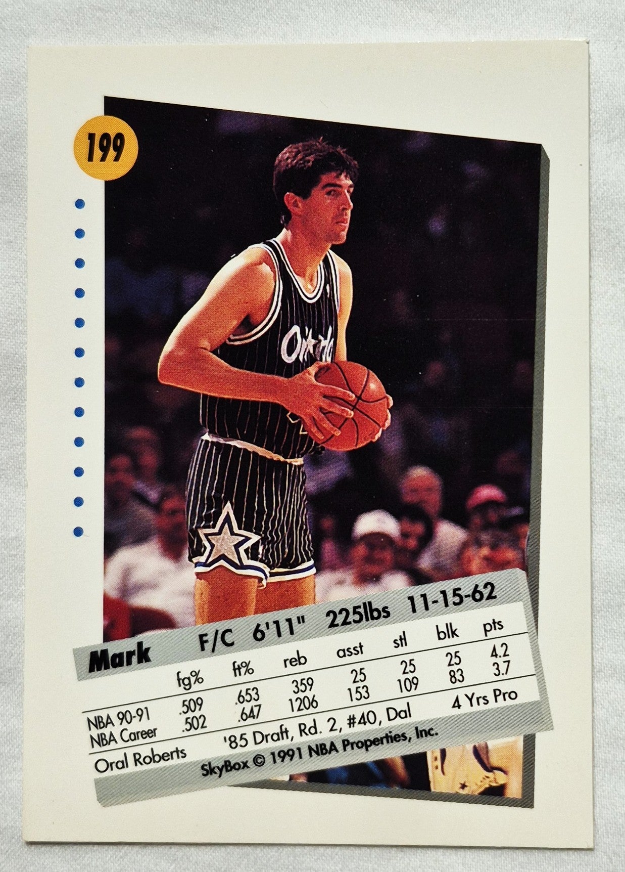 1991-92 Skybox Mark Acres Orlando Magic #199 Basketballkarte (Sehr gut)