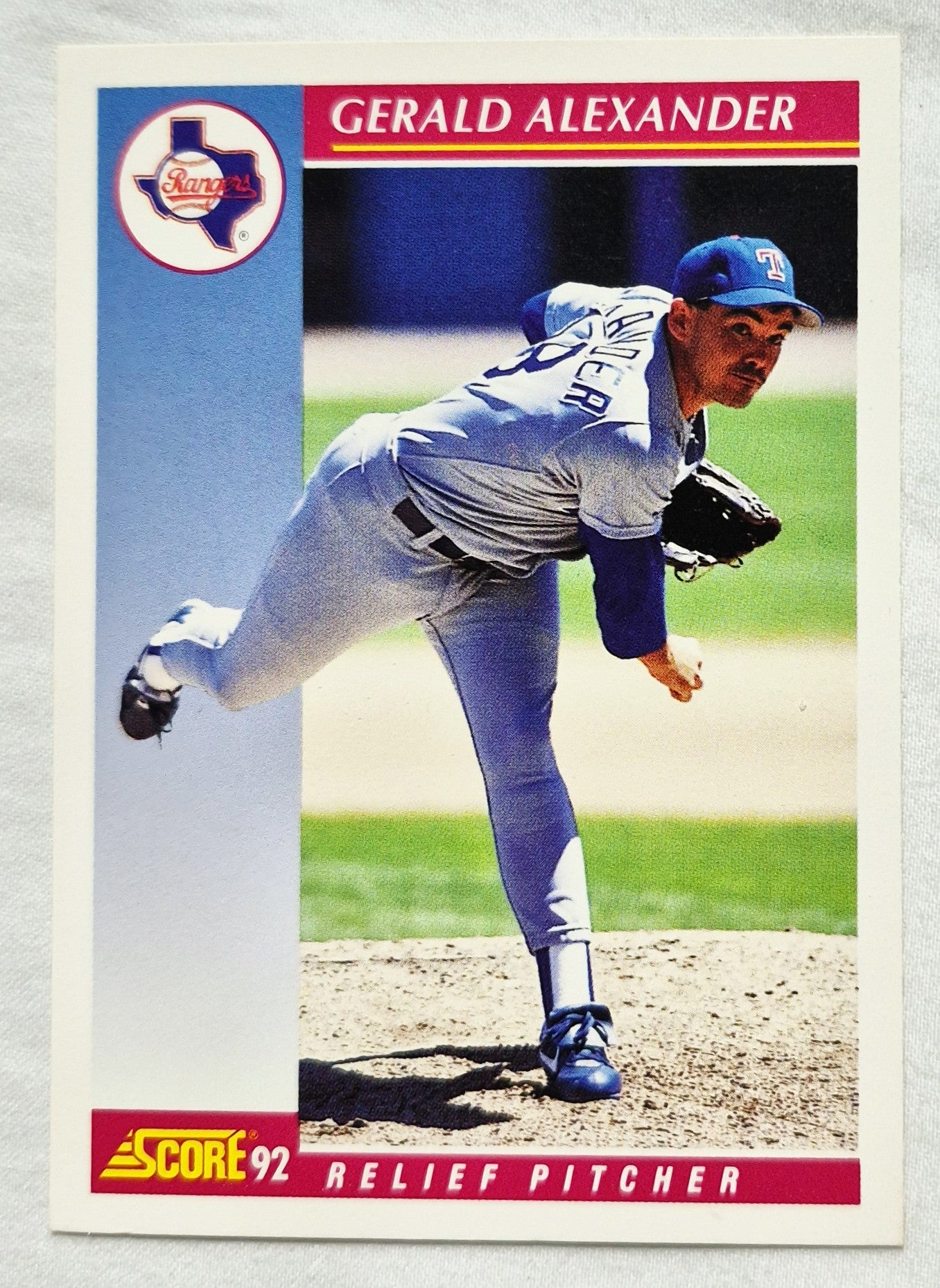 1992 Score Gerald Alexander Texas Rangers Relief Pitcher #163 Baseballkarte (Sehr gut)