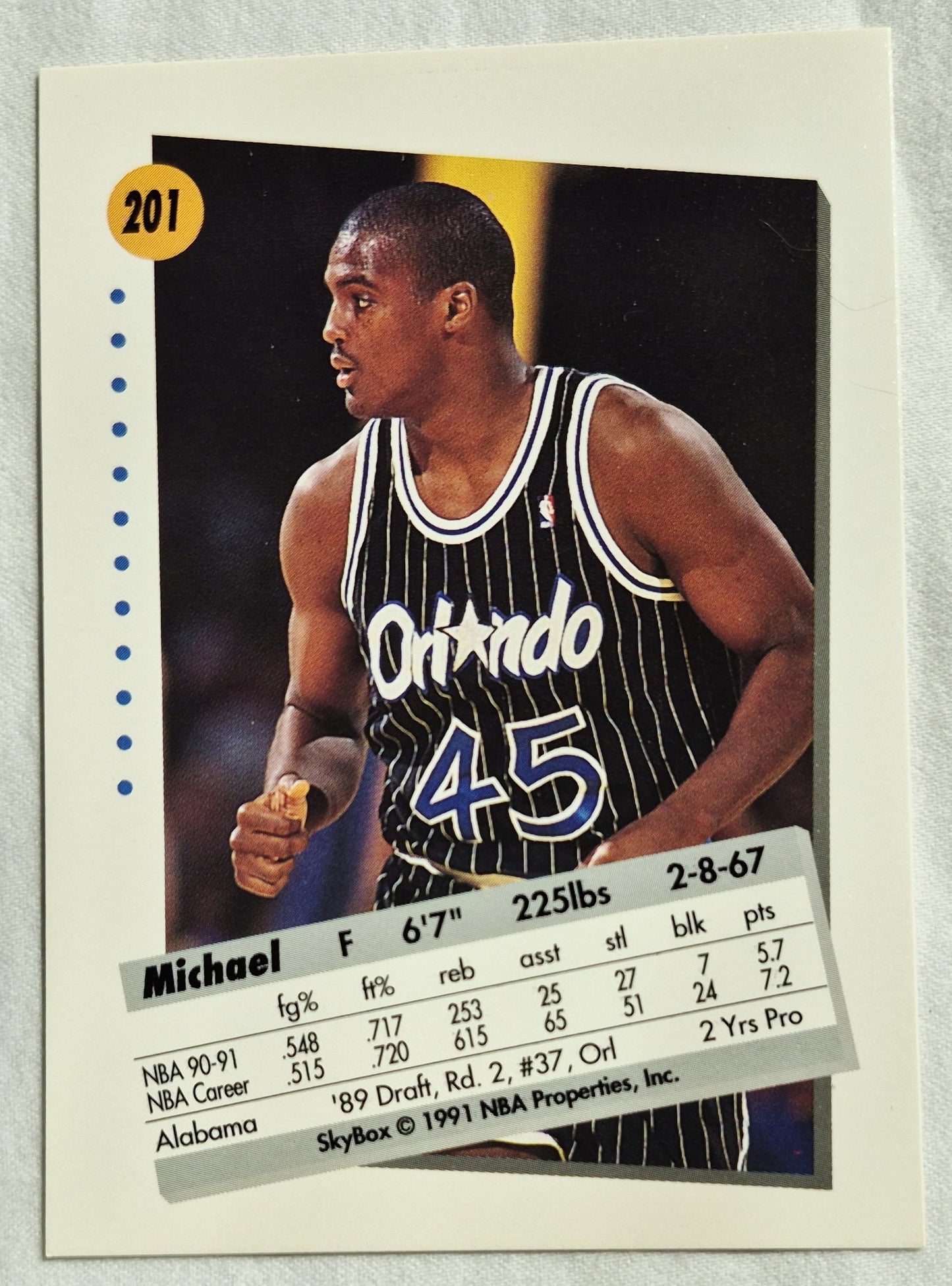 Ansley Michael Orlando Magic 1991-92 Skybox #201 Basketball-Karte (Exzellent)