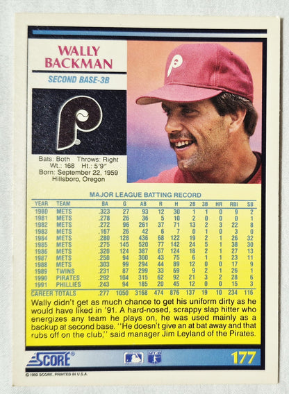 Wally Backman Pittsburgh Pirates 1992 Score #177 Baseballkarte (ausgezeichnet)