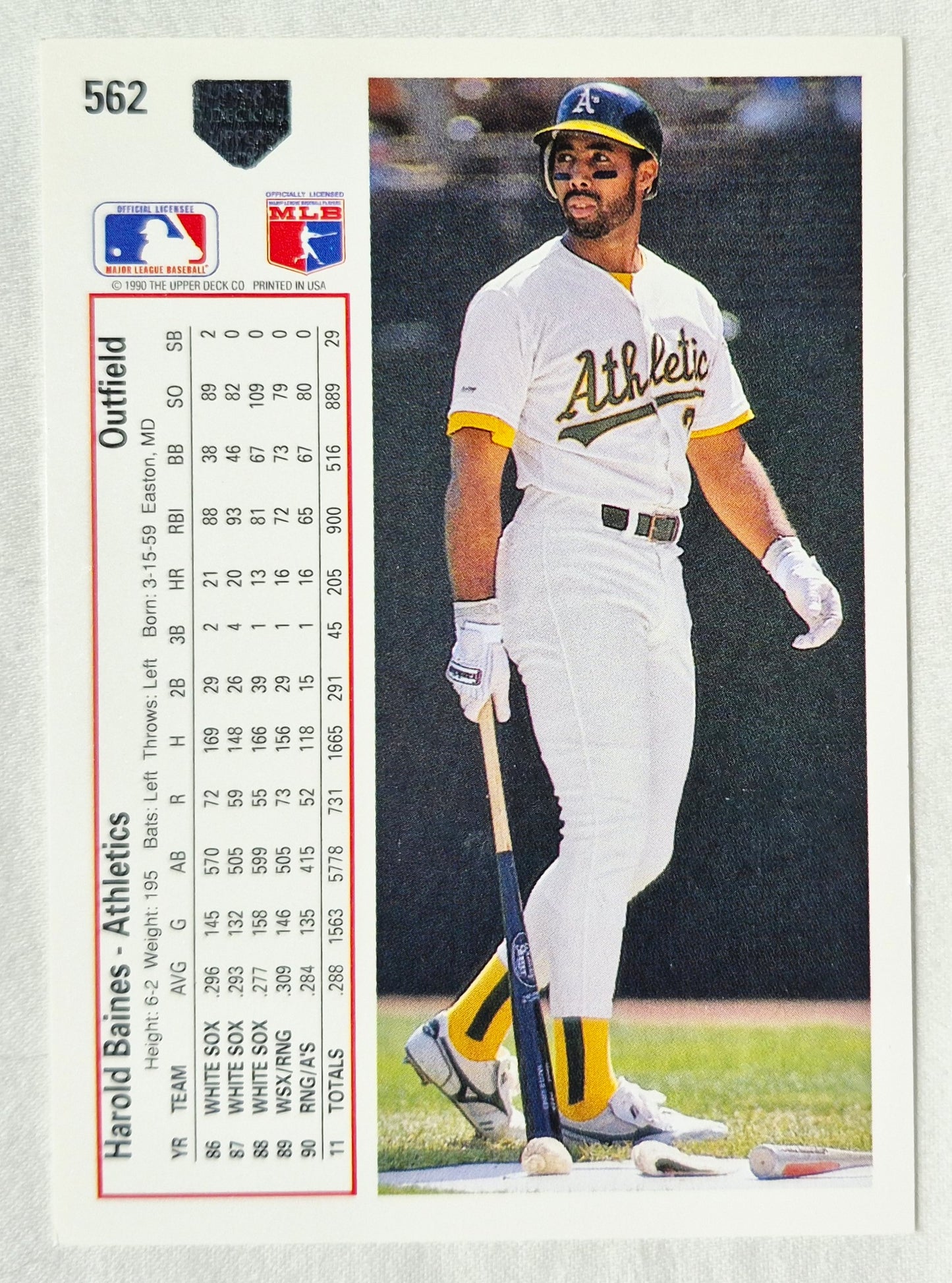 Harold Baines Oakland Athletics Outfield 1991 Upper Deck #562 Baseballkarte (Exzellent)