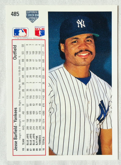 Jesse Barfield New York Yankees Outfield 1991 Upper Deck #485 Baseballkarte (Exzellent)