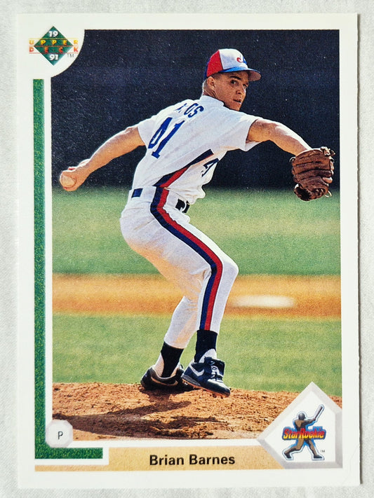 Brian Barnes Montreal Expos Pitcher 1991 Upper Deck #12 Baseball Card (Excellent)