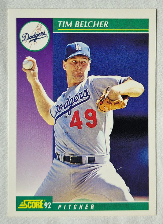Tim Belcher Los Angeles Dodgers Pitcher 1992 Score #368 Baseball Card (Excellent)