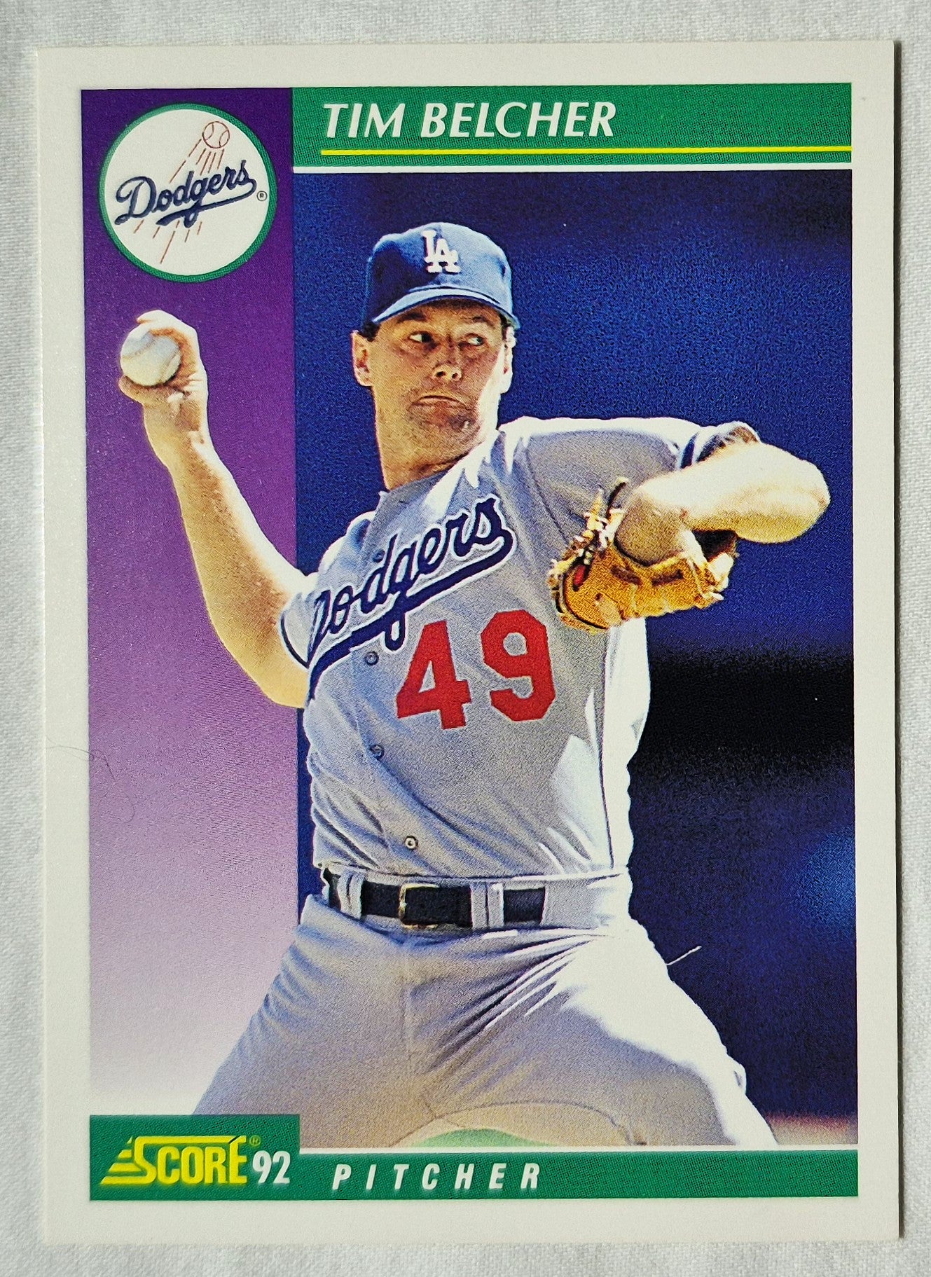 Tim Belcher Los Angeles Dodgers Pitcher 1992 Score #368 Baseballkarte (Exzellent)