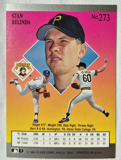 Stan Belinda Pittsburgh Pirates Pitcher 1991 Fleer Ultra #273 Baseballkarte (Exzellent)