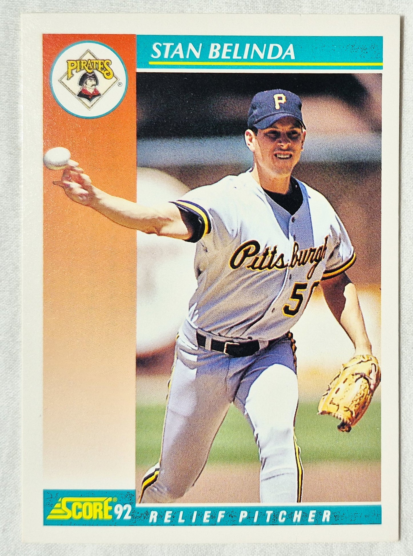 Stan Belinda Pittsburgh Pirates Pitcher 1992 Score #325 Baseballkarte (Exzellent)