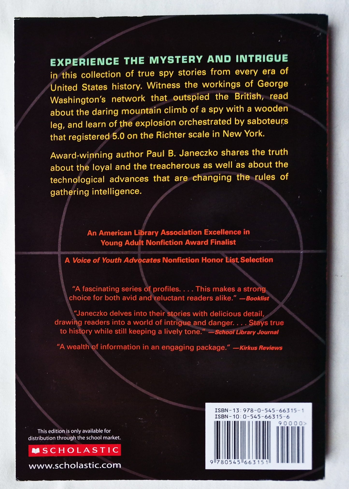 The Dark Game: True Spy Stories by Paul B. Janeczko (Very good, 2010, Pbk, 248 pgs. Scholastic)