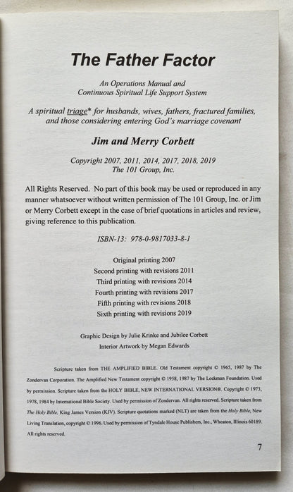 The Father Factor: Die Ämter von Ehemann und Vater zurückerobern von Jim und Merry Corbett (Sehr gut, 2019, Pbk, 358 Seiten, The 101 Group)