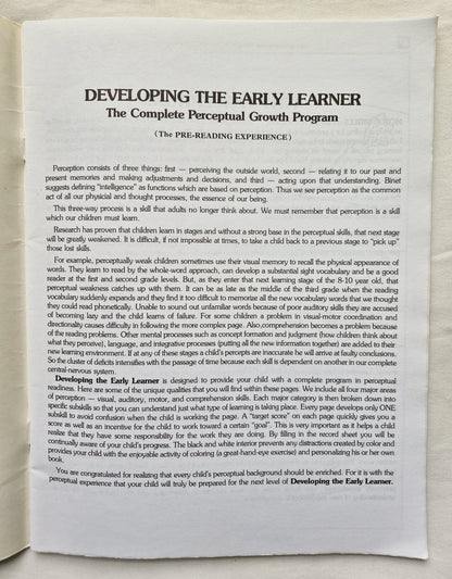 Developing the Early Learner Level 1 von Simone Bibeau M.A. (Sehr gut, 2008, kart., 63 S., Perception Pub.)