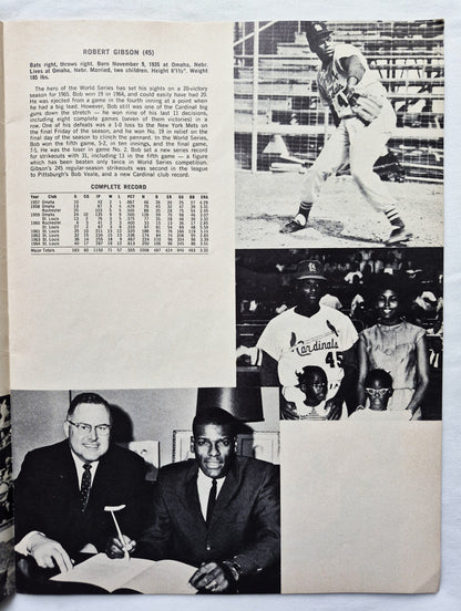 1965 St. Louis Cardinals Baseball World Champions 1965 Yearbook Gibson Brock (Good, Pbk)