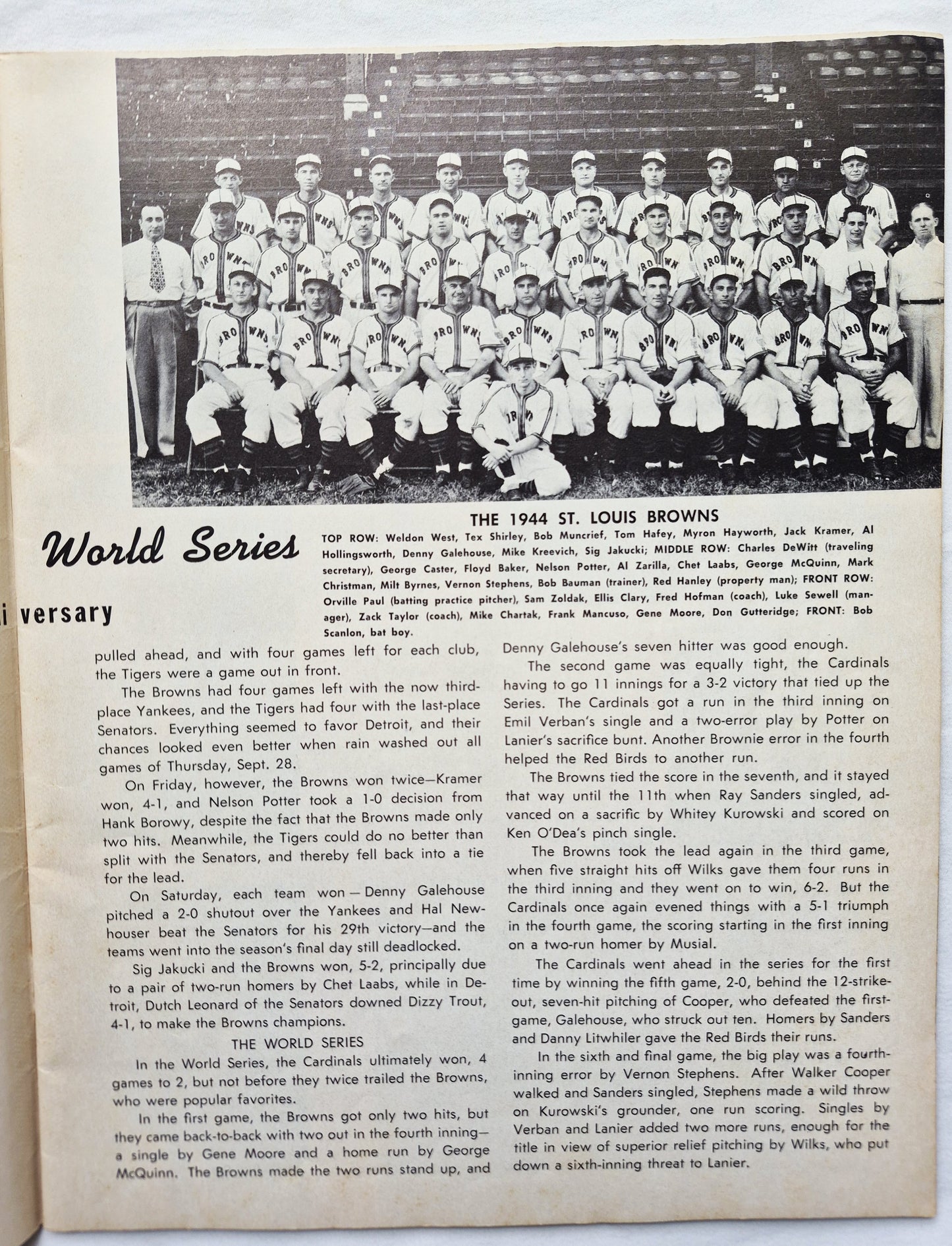 1964 St. Louis Cardinals Baseball Yearbook Gibson McCarver Flood Javier (Good Pbk)