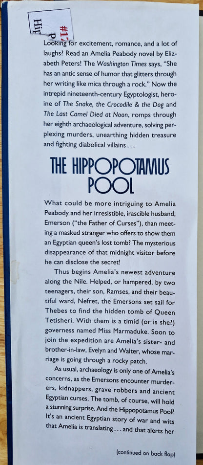 Elizabeth Peters: The Hippopotamus Pool (Amelia Peabody #8, Sehr gut, 1996, HC, 303 Seiten, Warner Books)