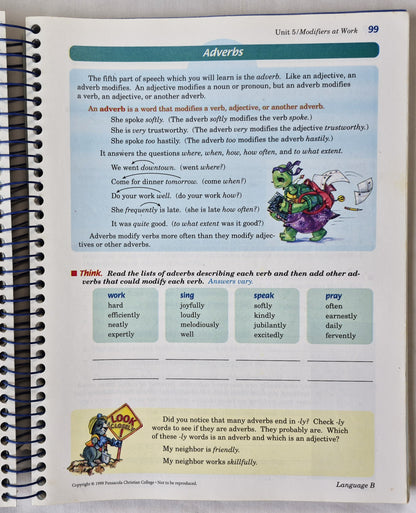 Abeka God's Gift of Language B Teacher Ed., Tests, Test Key Set 2nd edition