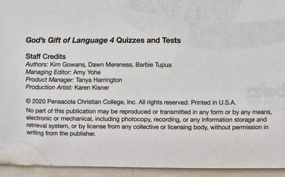 Abeka God's Gift of Language 4 Quiz & Test Key (Sehr gut, 2020, Taschenbuch, 128 S.)
