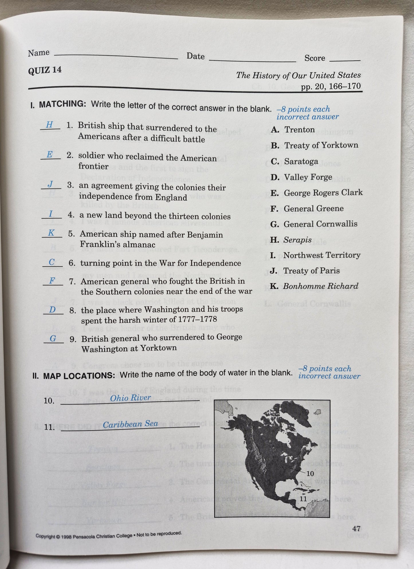 Abeka The History of Our United States Grade 4 Tests & Quizzes Key 3rd Edition (Sehr gut, 2002, Pbk, 118 Seiten)
