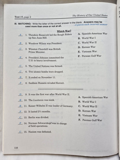 Abeka The History of Our United States Grade 4 Tests & Quizzes Key 3rd Edition (Sehr gut, 2002, Pbk, 118 Seiten)