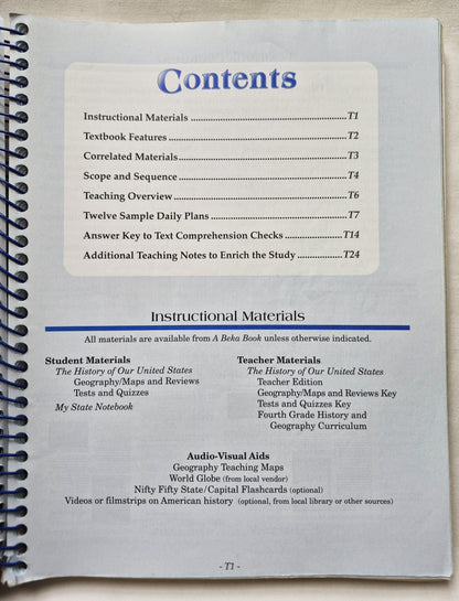 The History of the United States Grade 4 Teacher Guide 2nd Edition (Sehr gut, 2005, Spiralbindung, 344 S.)