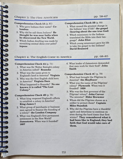 The History of the United States Grade 4 Teacher Guide 2nd Edition (Sehr gut, 2005, Spiralbindung, 344 S.)