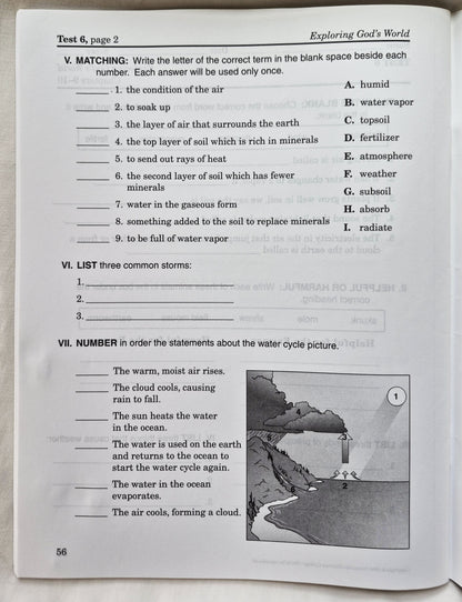Abeka Exploring God's World Grade 3 Tests/Quizzes/Worksheets (Gut, 1996, Taschenbuch, 56 S.)