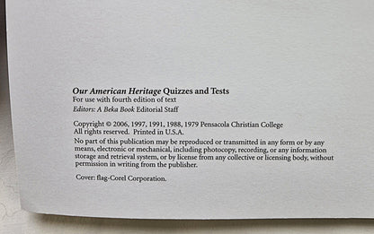 Abeka Our American Heritage Grade 3 Quizzes and Tests 4. Auflage (Wie neu, 2006, Pbk, 65 Seiten)