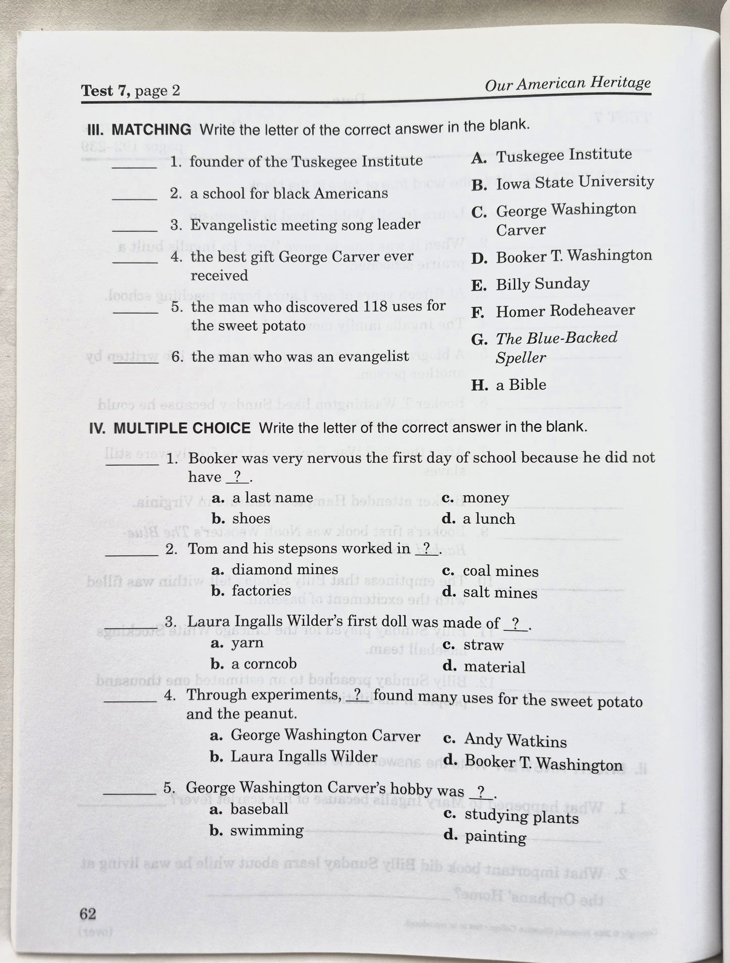 Abeka Our American Heritage Grade 3 Quizzes and Tests 4. Auflage (Wie neu, 2006, Pbk, 65 Seiten)