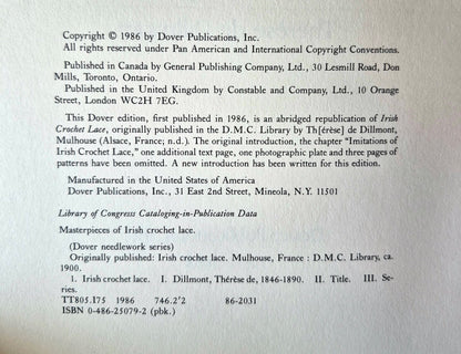 Masterpieces of Irish Crochet Lace: Techniques, Patterns, Instructions von Therese de Dillmont (Sehr gut, 1986, Taschenbuch, 63 Seiten, Dover)