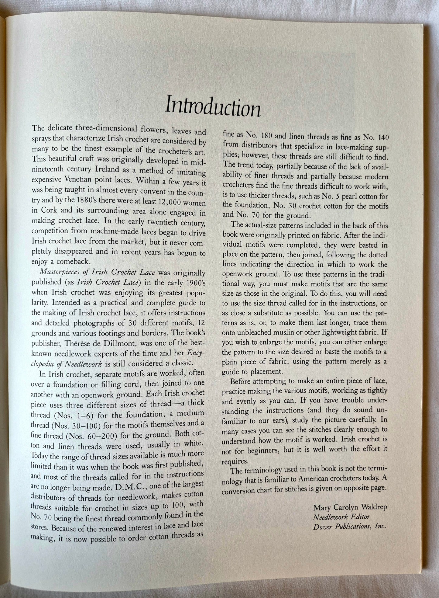 Masterpieces of Irish Crochet Lace: Techniques, Patterns, Instructions von Therese de Dillmont (Sehr gut, 1986, Taschenbuch, 63 Seiten, Dover)
