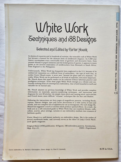Weißstickerei: Techniken und 188 Motive von Carter Houk (Sehr gut, 1978, Broschiert, 58 Seiten, Dover)