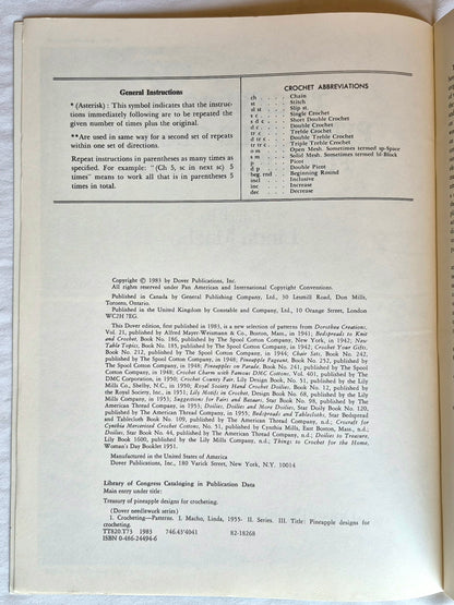 Treasury of Pineapple Designs for Crocheting Herausgeberin Linda Macho (Sehr gut, 1983, Paperback, 48 S., Dover)
