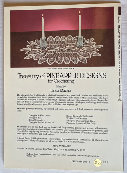 Treasury of Pineapple Designs for Crocheting Herausgeberin Linda Macho (Sehr gut, 1983, Paperback, 48 S., Dover)