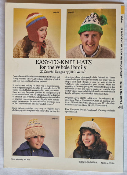 Easy-to-Knit Hats for the Whole Family von Jill C. Weiner (Sehr gut, 1985, Taschenbuch, 32 Seiten, Dover)