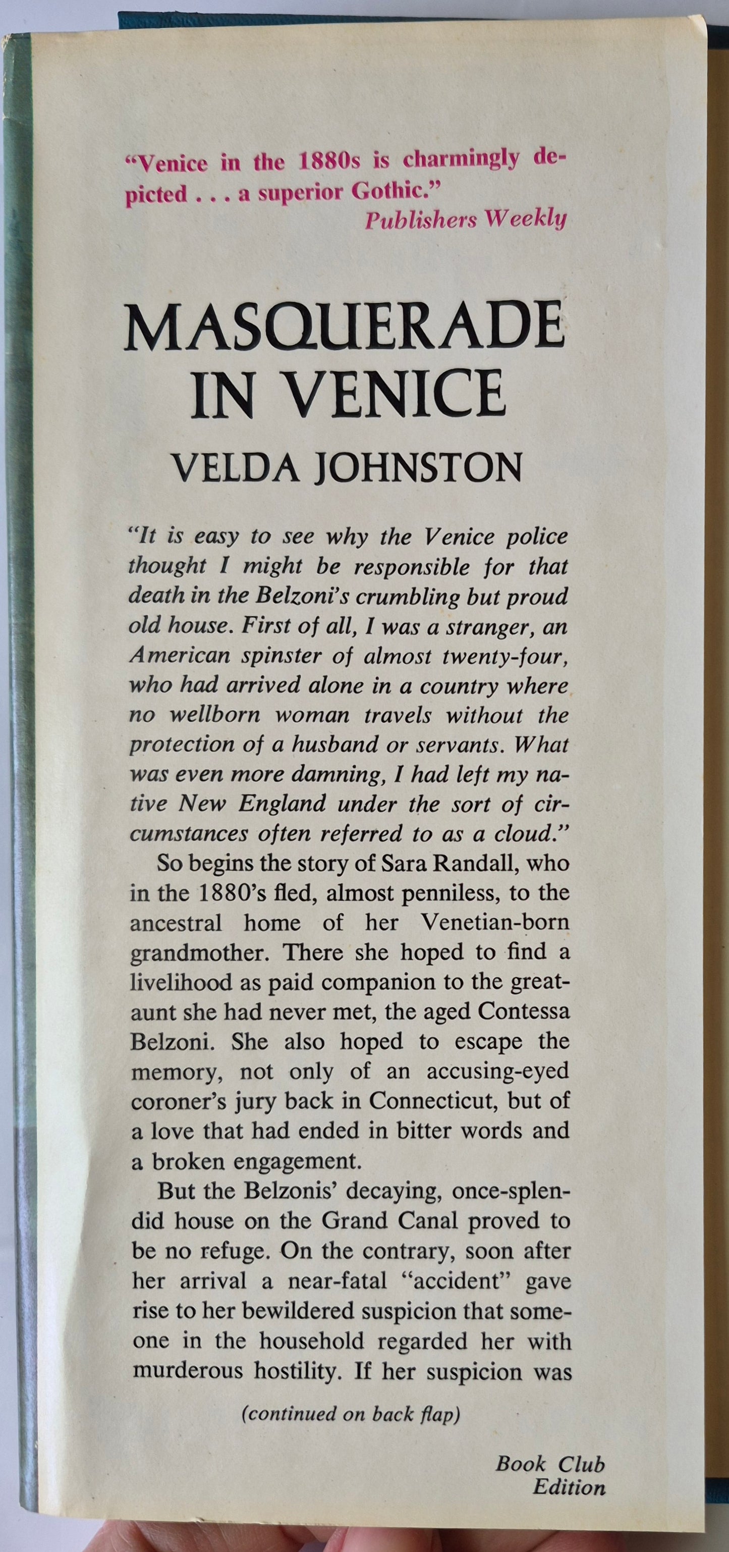 Masquerade in Venice von Velda Johnston (Sehr gut, 1973, geb., 185 S., Dodd Mead & Co.)