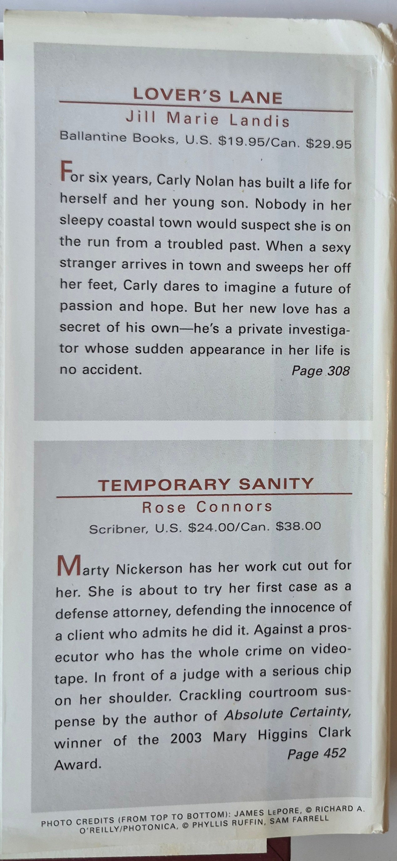 The Forever Year von Ronald Anthony/Cold Pursuit von T. Jefferson Parker/Lover's Lane von Jill Marie Landis/Temporary Sanity von Rose Connors (Sehr gut, 2004, gebunden, Reader's Digest Auswahlbücher Band 1)