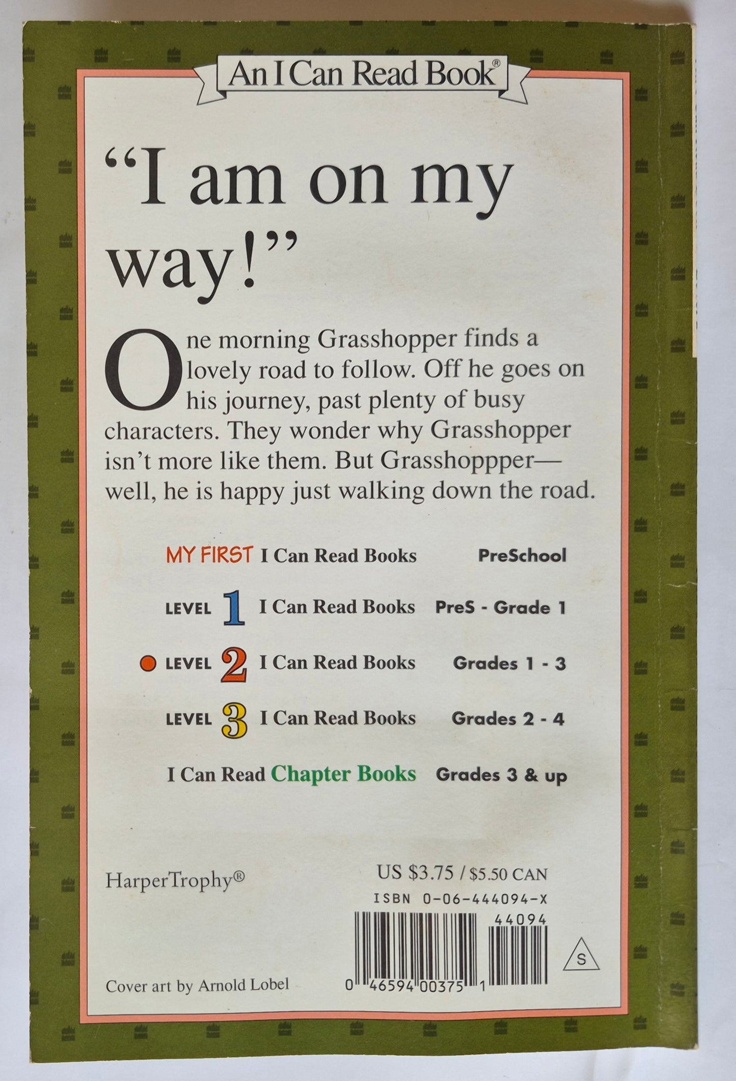 Grashüpfer unterwegs von Arnold Lobel (Sehr guter Zustand, 1986, Taschenbuch, 62 Seiten, HarperTrophy)