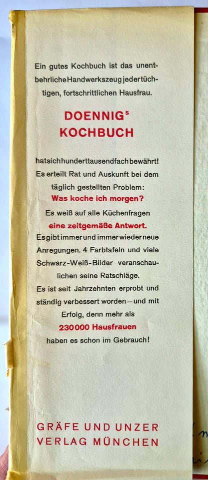 Doennigs Kochbuch bearbeitet von Gertrud Browtowski (Sehr gut, 1956?, HC, 639 S., Grafe und Unzer Verlag)