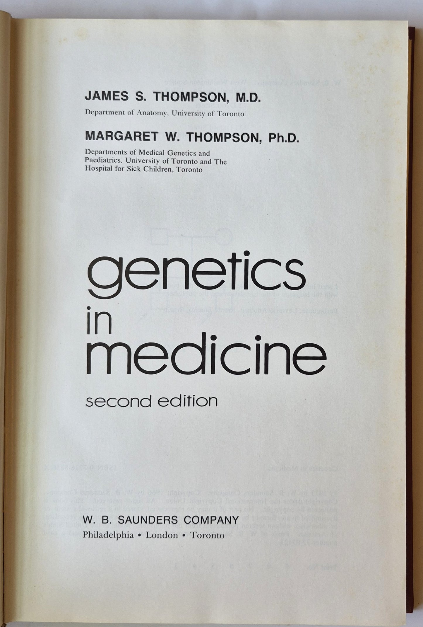 Genetik in der Medizin Zweite Auflage von James Thompson; Margaret Thompson (Sehr gut, 1973, HC, 400 S., W.B. Saunders)
