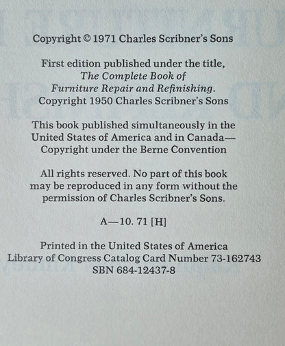 The Complete Book of Furniture Repair and Refinishing von Ralph Parsons Kinney (Sehr gut, 1971, gebunden, 276 Seiten, Charles Scribner's Sons)
